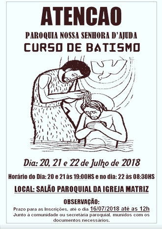 Curso de Batismo – Inscrições Abertas