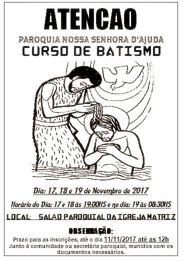 Abertas as inscrições do Curso de Batismo
