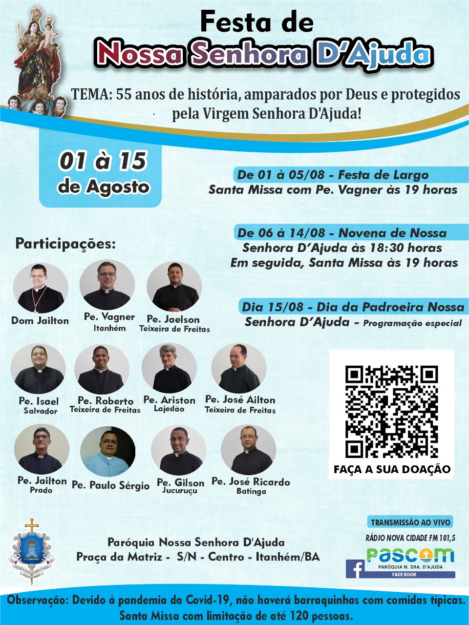 Programação da Festa da Padroeira Nossa Senhora D’Ajuda