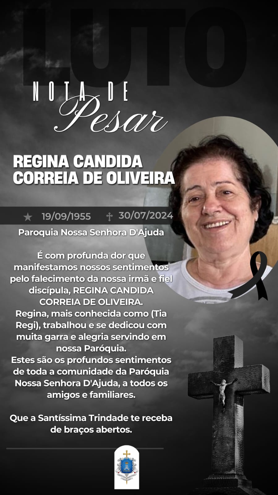 Nota de Pesar: Regina Candida Correia de Oliveira